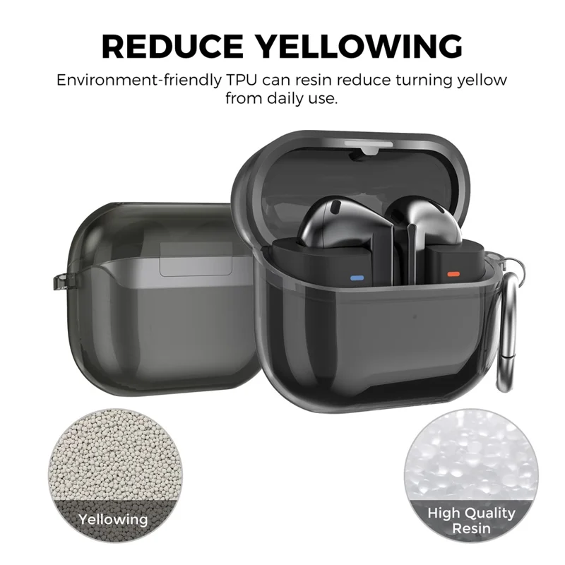 AHASTYLE WG162 For Samsung Galaxy Buds3 / Buds3 Pro Clear TPU Earphone Protective Cover with Ring Hook - Transparent Black