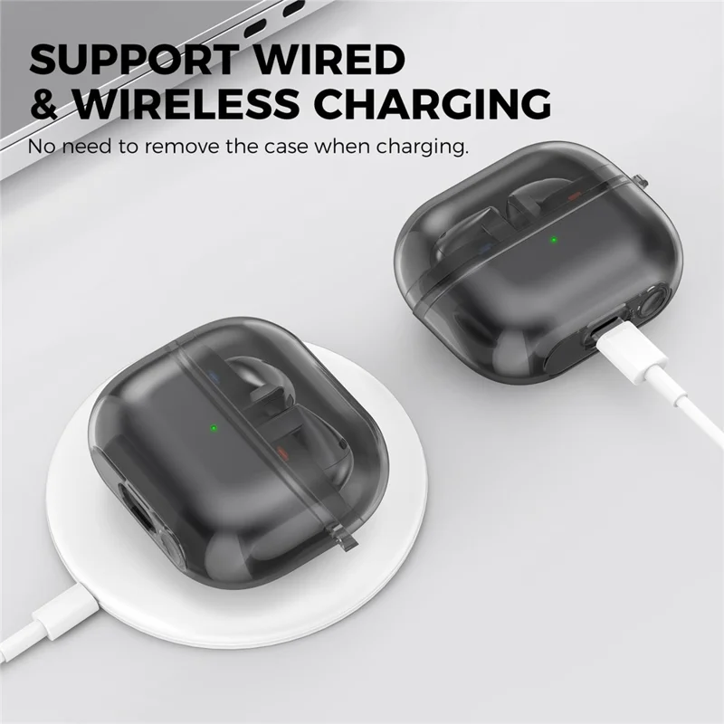 AHASTYLE WG162 For Samsung Galaxy Buds3 / Buds3 Pro Clear TPU Earphone Protective Cover with Ring Hook - Transparent Black