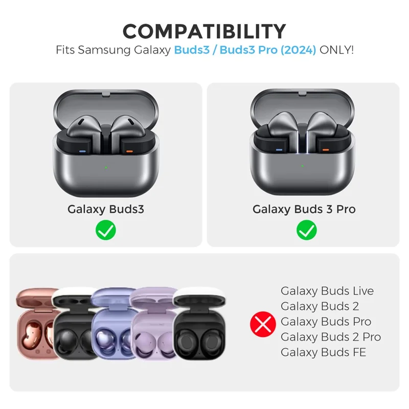 AHASTYLE WG162 For Samsung Galaxy Buds3 / Buds3 Pro Clear TPU Earphone Protective Cover with Ring Hook - Transparent Black