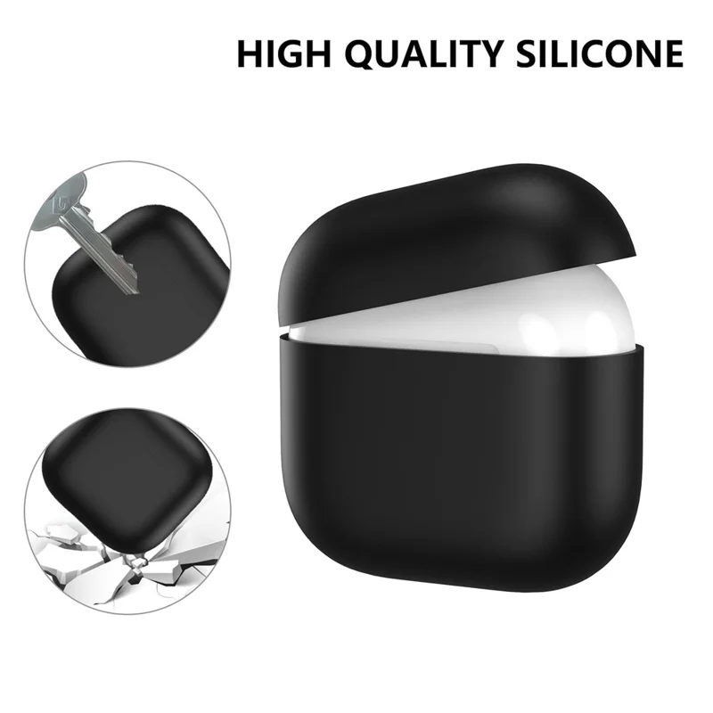AHASTYLE WG172 For Apple AirPods 4 Silicone Case Earphone Anti-drop Protective Cover - Black