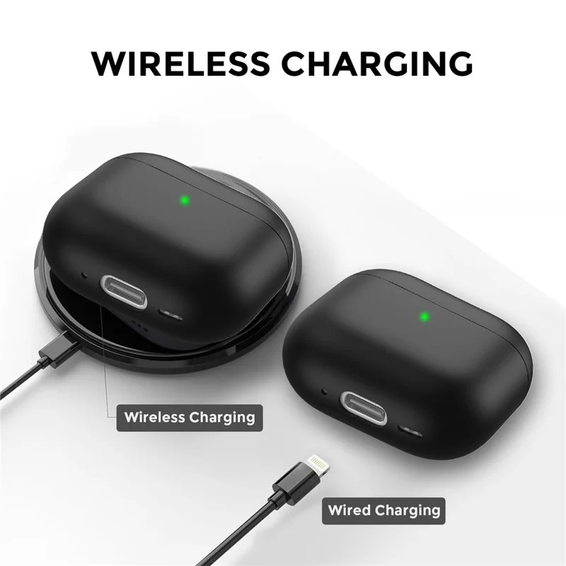 AHASTYLE WG172 For Apple AirPods 4 Silicone Case Earphone Anti-drop Protective Cover - Black