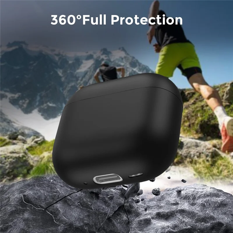 AHASTYLE WG172 For Apple AirPods 4 Silicone Case Earphone Anti-drop Protective Cover - Black