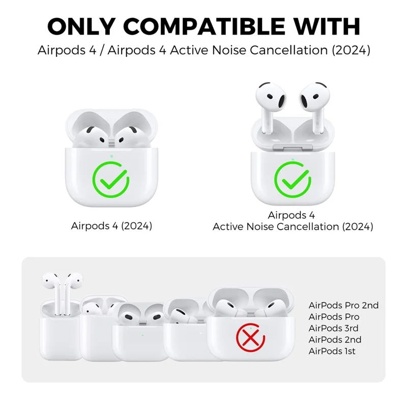 AHASTYLE WG172 For Apple AirPods 4 Silicone Case Earphone Anti-drop Protective Cover - Black