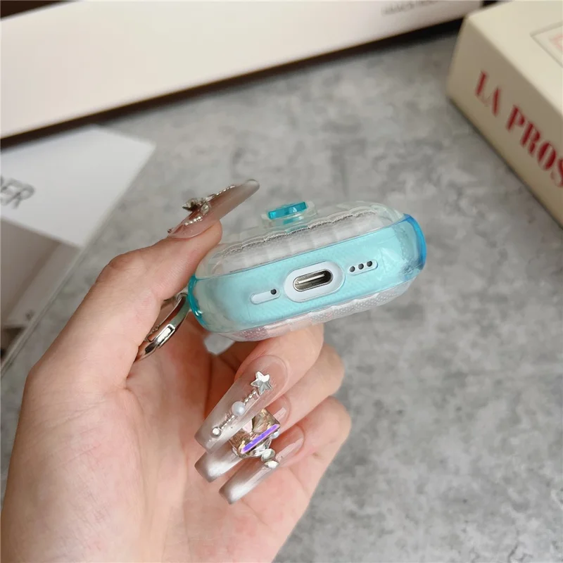For AirPods 5 / 4 Shell Texture Lock Buckle Protective Case PC TPU Earphone Cover - Transparent Pink + Transparent