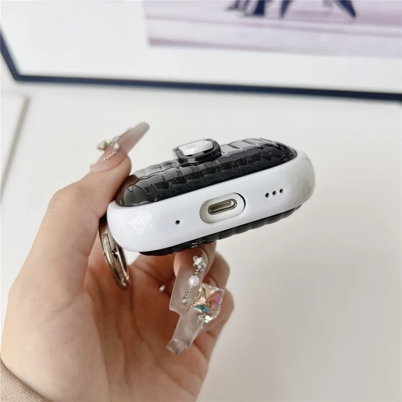 For Apple AirPods Pro 2 Shell Texture Lock Buckle Protective Case PC TPU Earphone Cover - Red + Bright Black