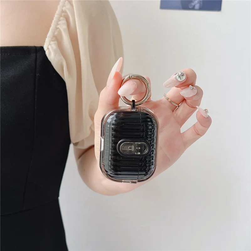 For Apple AirPods Pro 2 Shell Texture Lock Buckle Protective Case PC TPU Earphone Cover - Red + Bright Black