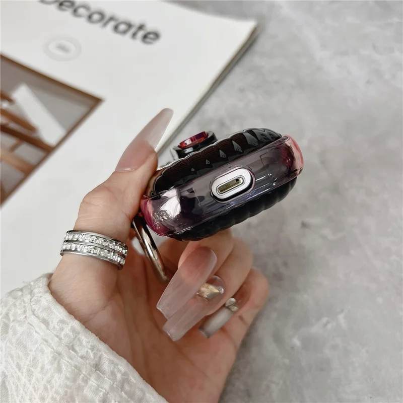 Protective Case for Apple AirPods with Wireless Charging Case (2019)  /  AirPods with Charging Case (2019)  /  (2016) TWS Earbuds Cover - Clear Pink  /  Black