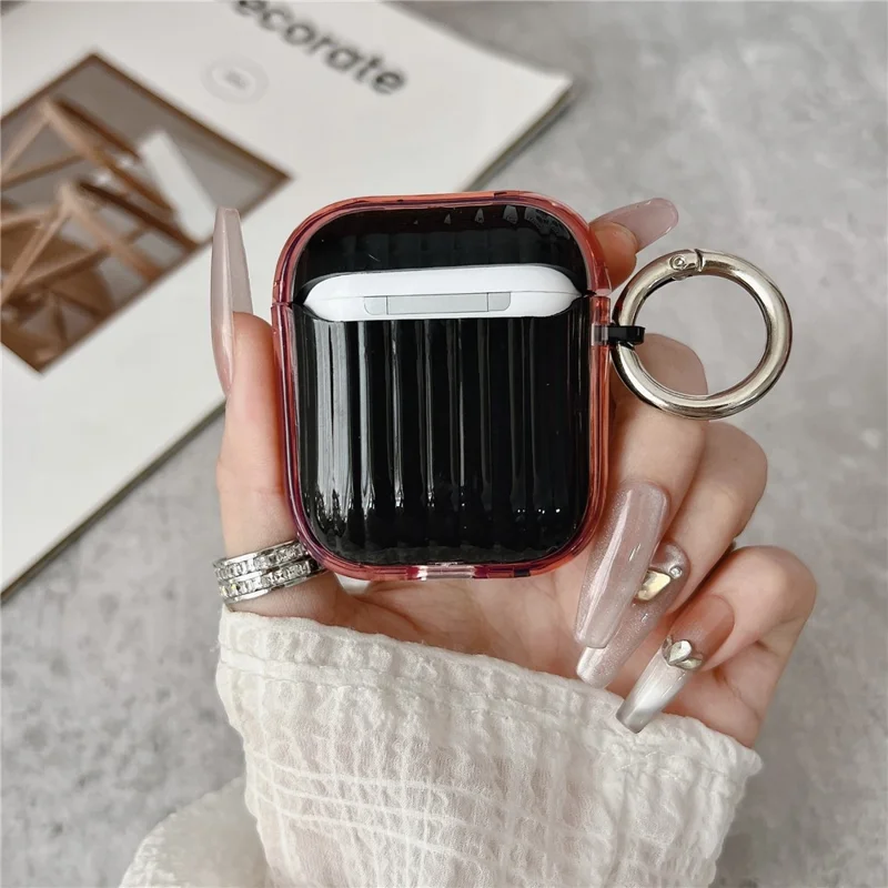 Protective Case for Apple AirPods with Wireless Charging Case (2019)  /  AirPods with Charging Case (2019)  /  (2016) TWS Earbuds Cover - Clear Pink  /  Black