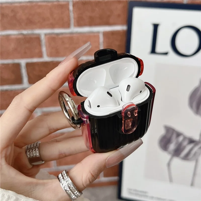 Protective Case for Apple AirPods with Wireless Charging Case (2019)  /  AirPods with Charging Case (2019)  /  (2016) TWS Earbuds Cover - Clear Pink  /  Black