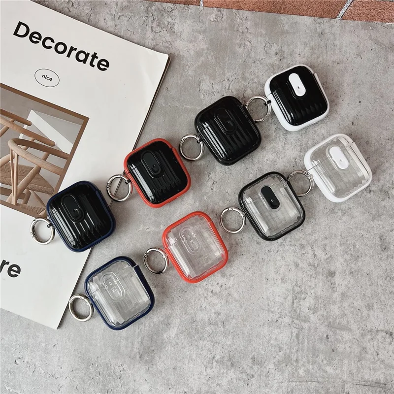 Protective Case for Apple AirPods with Wireless Charging Case (2019)  /  AirPods with Charging Case (2019)  /  (2016) TWS Earbuds Cover - Clear Pink  /  Black