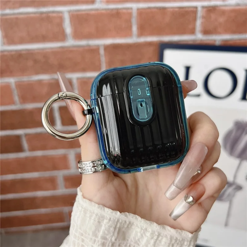 Protective Case for Apple AirPods with Wireless Charging Case (2019)  /  AirPods with Charging Case (2019)  /  (2016) TWS Earbuds Cover - Clear Blue  /  Black