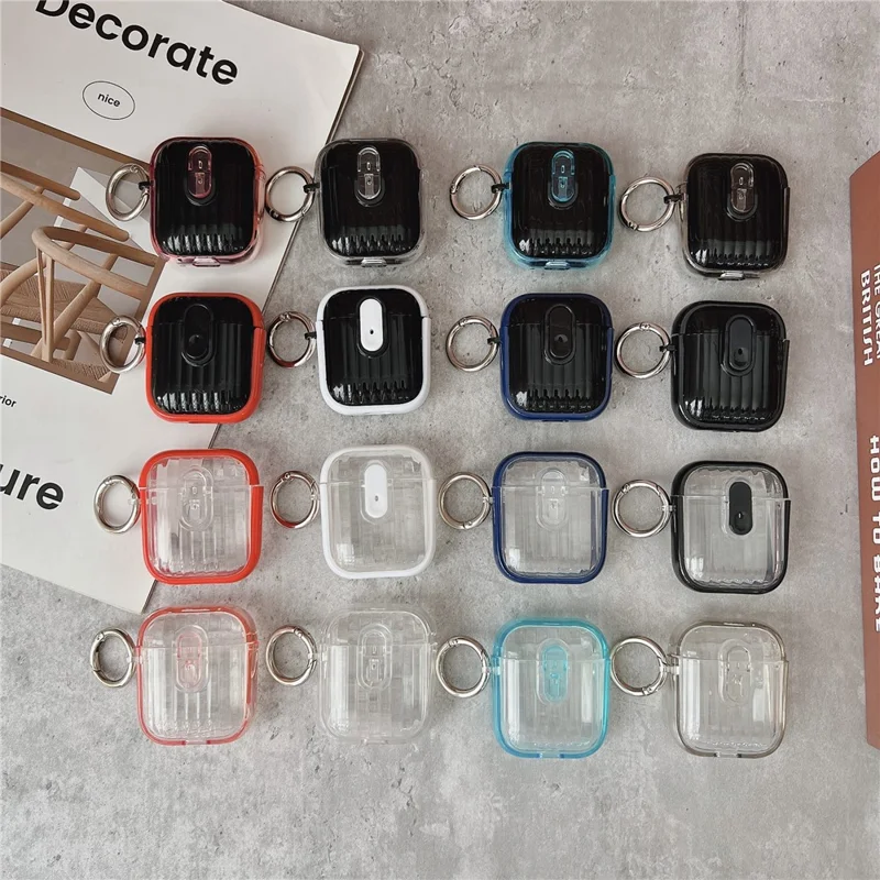 Protective Case for Apple AirPods with Wireless Charging Case (2019)  /  AirPods with Charging Case (2019)  /  (2016) TWS Earbuds Cover - Clear Blue  /  Black