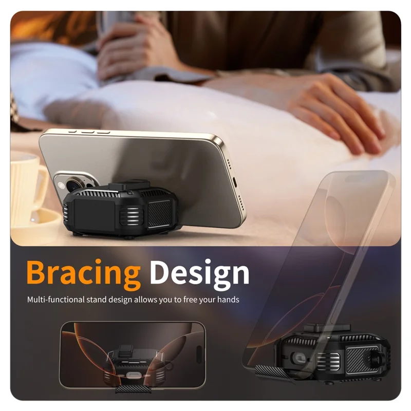 For AirPods 4 Case Compatible with MagSafe TPU PC Earbuds Cover with Carabiner  /  Stand - Black