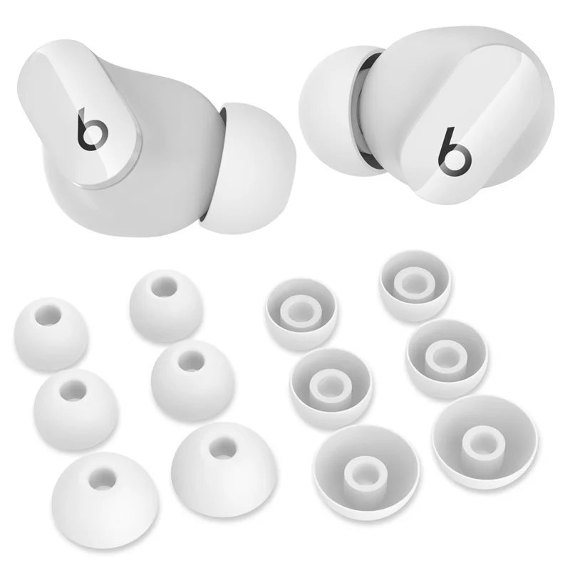 AHASTYLE WG150 3 Pairs Silicone Ear Tips For Beats Studio Buds / Studio Buds + / Fit Pro , Replacement Earphone Caps, Size: S + M + L - White