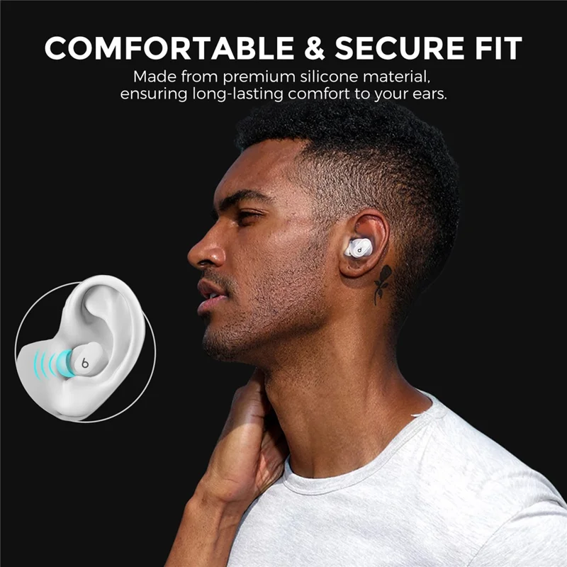 AHASTYLE WG150 6 Paires d'Embouts d'Oreille en Silicone pour Beats Studio Buds / Studio Buds + / Fit Pro / Powerbeats, Capuchons de Remplacement pour Écouteurs, Taille : S + M + L - Blanc