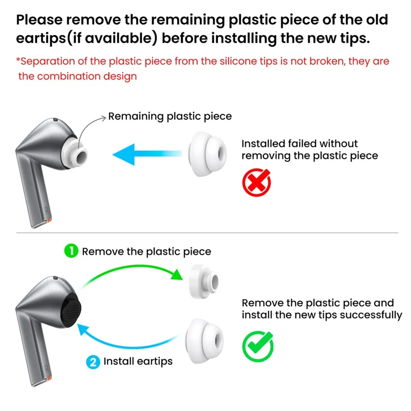 AHASTYLE DD09 3 Pares de Puntas de Silicona para Auriculares de Repuesto Samsung Galaxy Buds3 Pro, Talla: S + M + L - Blanco