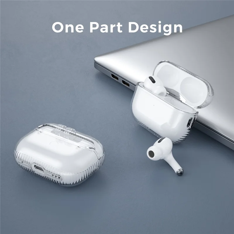 AHASTYLE WG94-2 For AirPods Pro 2 Transparent TPU Case Wireless Earphone Shockproof Protective Cover with Lanyard - Transparent