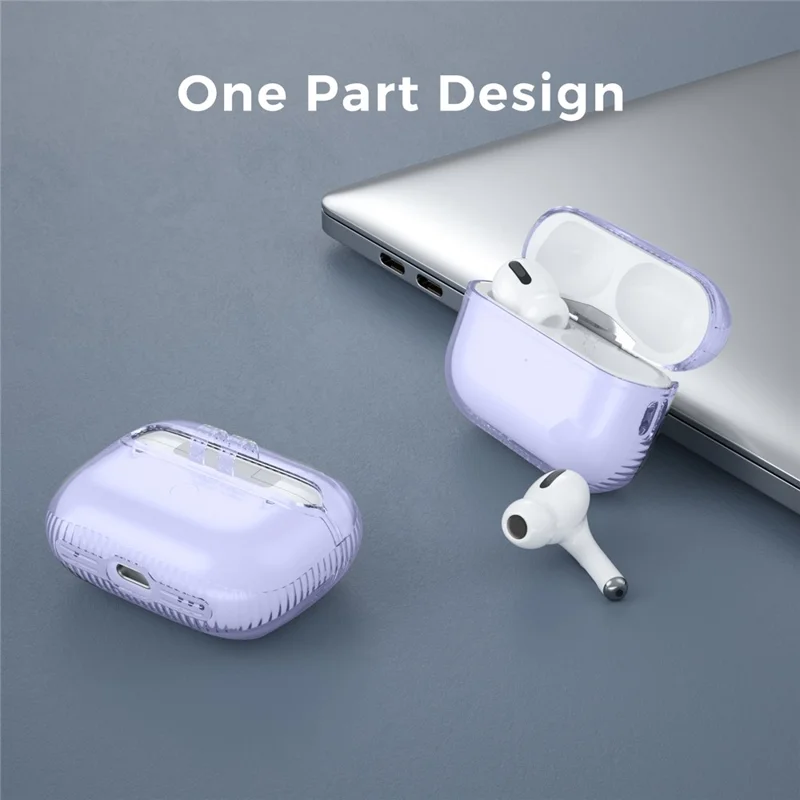 AHASTYLE WG94-2 Pour AirPods Pro 2 Étui TPU Transparent Écouteurs Bluetooth Sans Fil Coque de Protection Antichoc - Transparent Violet