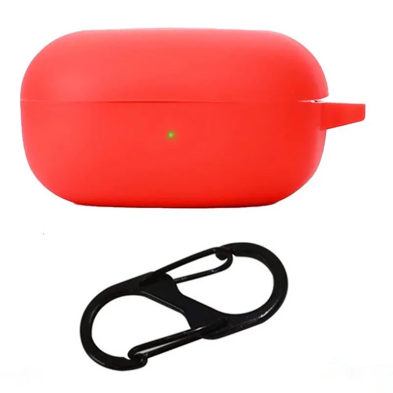 For Samsung Galaxy Buds Core Silicone Case Wireless Earphones Protective Cover with Anti-Lost Buckle - Red