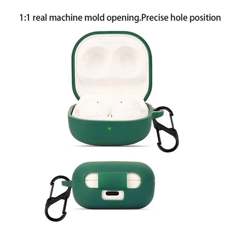 For Samsung Galaxy Buds Core Silicone Case Wireless Earphones Protective Cover with Anti-Lost Buckle - Red