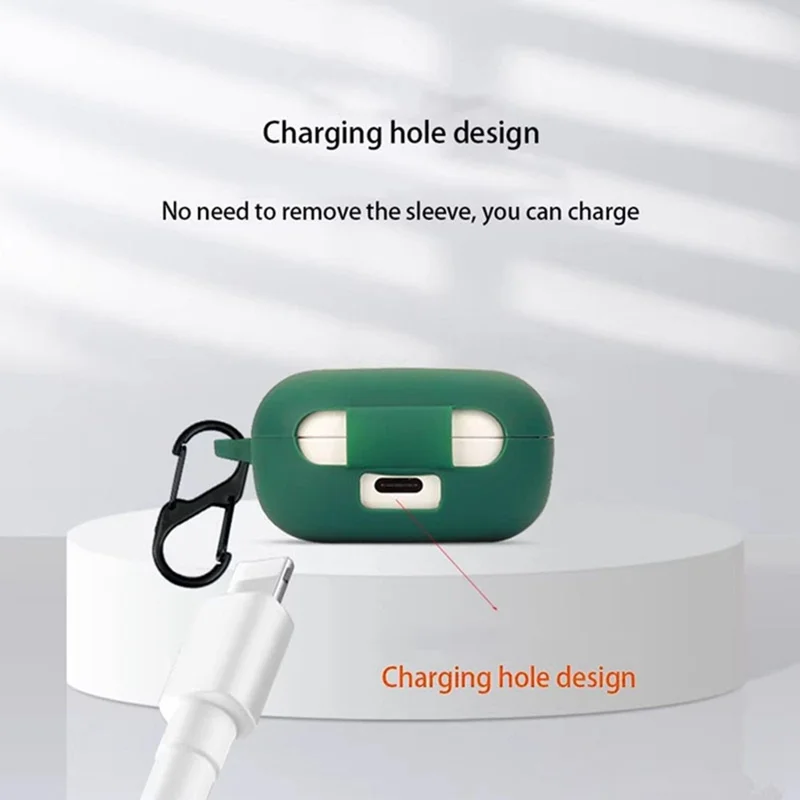 For Samsung Galaxy Buds Core Silicone Case Wireless Earphones Protective Cover with Anti-Lost Buckle - Red