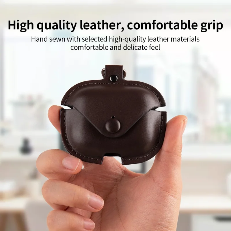 For AirPods Pro 3 Earphone Case Business Leather + PC Protective Cover - Black