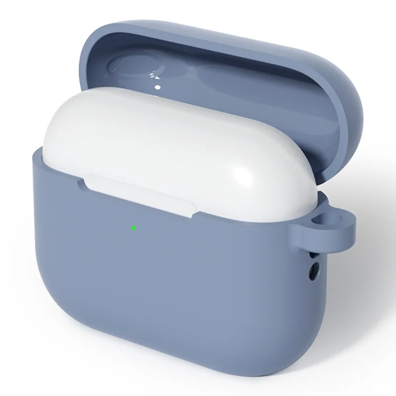 For AirPods Pro 3 Silicone Case Soft Wireless Earbud Organizer Cover with Carabiner - Lavender Grey