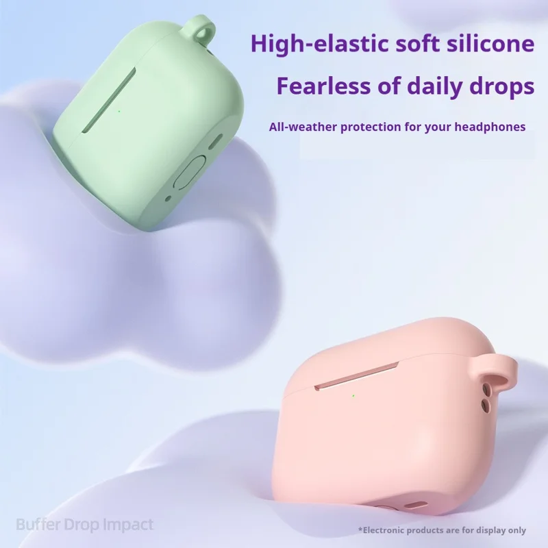For AirPods Pro 3 Silicone Case Soft Wireless Earbud Organizer Cover with Carabiner - Lavender Grey