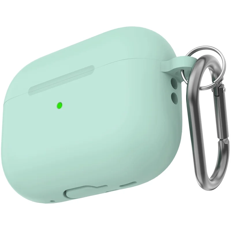 AHASTYLE CS14 For AirPods Pro 2 Silicone Case Earphone Protective Cover with Carabiner / Lanyard - Mint Green