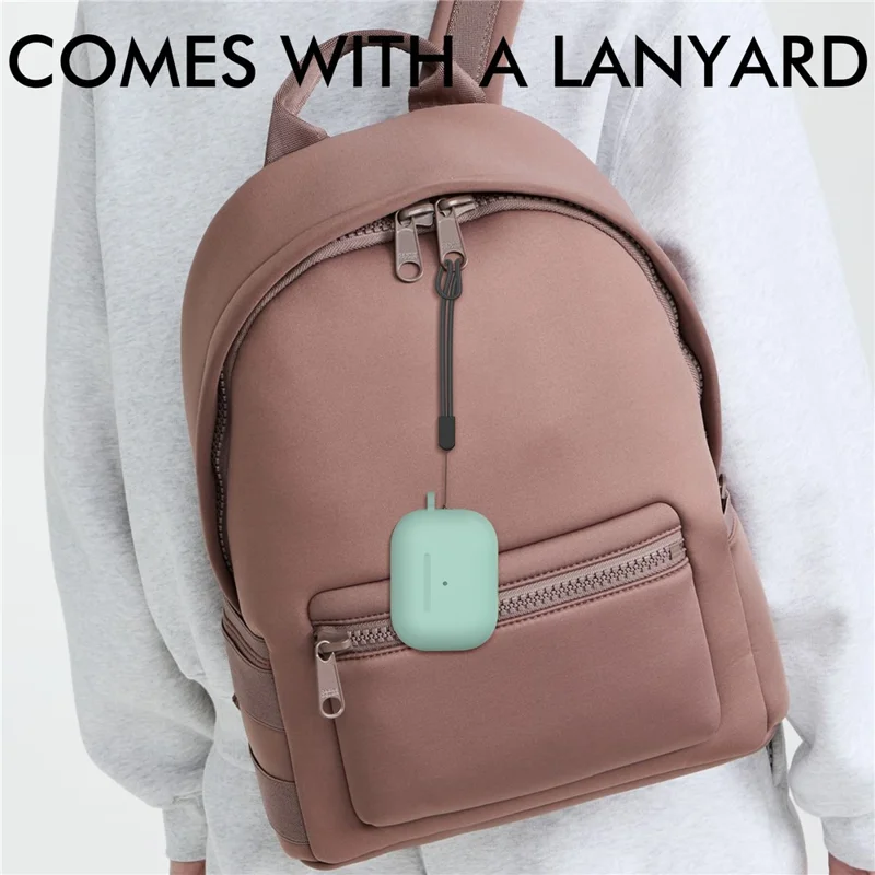 AHASTYLE CS14 For AirPods Pro 2 Silicone Case Earphone Protective Cover with Carabiner / Lanyard - Mint Green