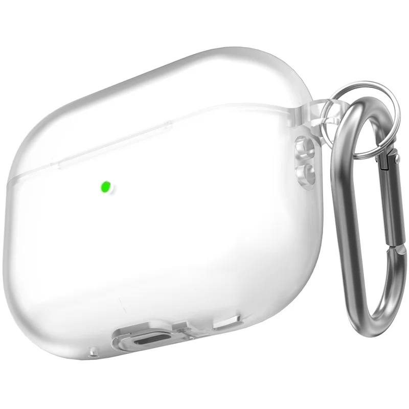 AHASTYLE CS14 For AirPods Pro 2 Silicone Case Earphone Protective Cover with Carabiner / Lanyard - Transparent