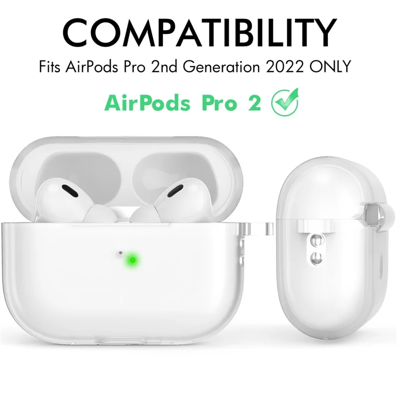 AHASTYLE CS14 For AirPods Pro 2 Silicone Case Earphone Protective Cover with Carabiner / Lanyard - Transparent