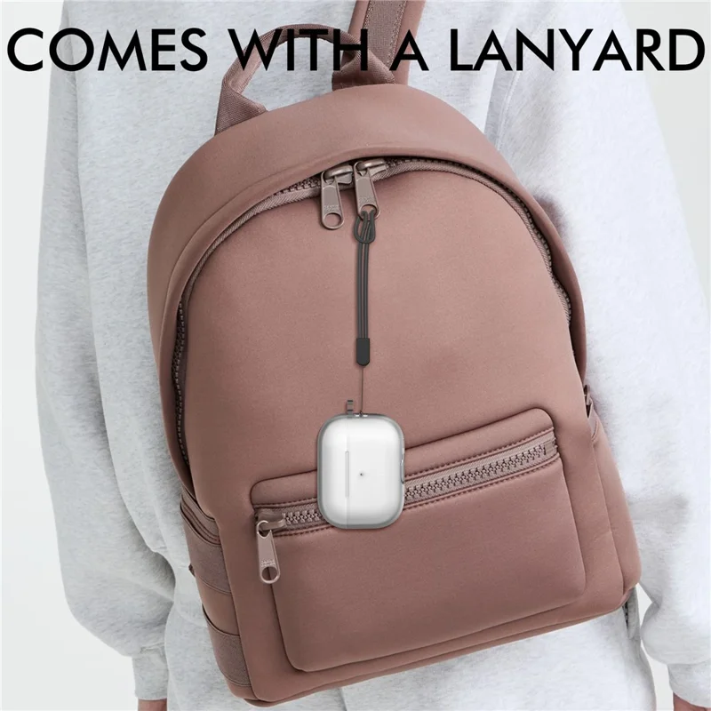 AHASTYLE CS14 For AirPods Pro 2 Silicone Case Earphone Protective Cover with Carabiner / Lanyard - Transparent