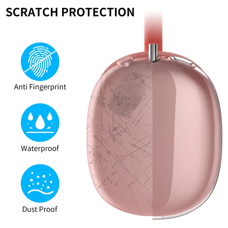 AHASTYLE PT-LC07 1 Par de Capa de TPU para AirPods Max Cobertura Completa Transparente para Fones de Ouvido - Vermelho Transparente
