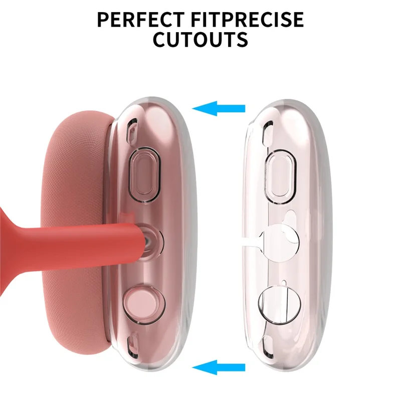 AHASTYLE PT-LC07 1 Par de Capa de TPU para AirPods Max Cobertura Completa Transparente para Fones de Ouvido - Vermelho Transparente