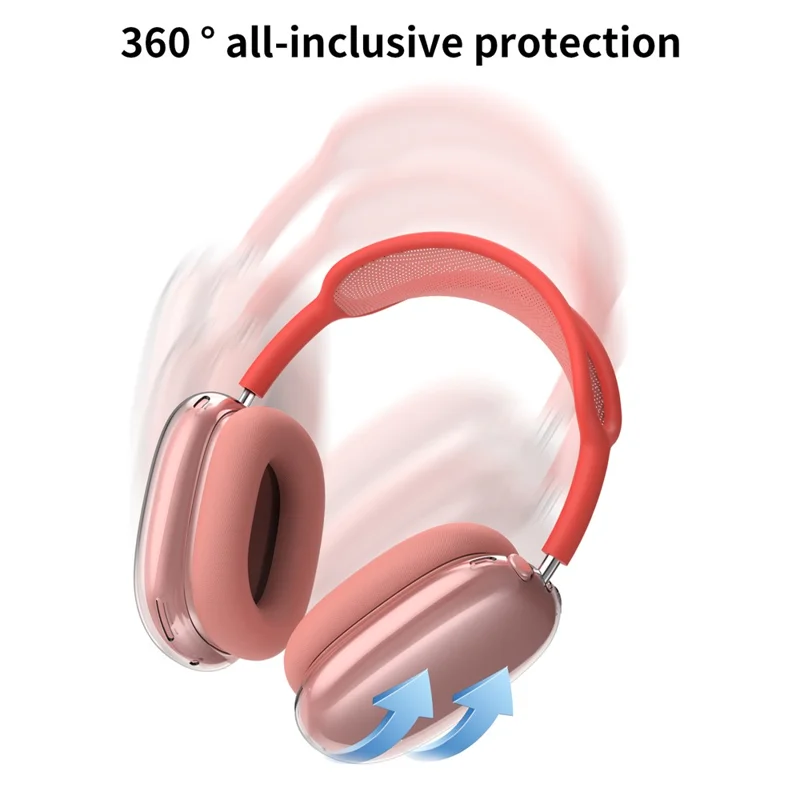 AHASTYLE PT-LC07 1 Par de Capa de TPU para AirPods Max Cobertura Completa Transparente para Fones de Ouvido - Vermelho Transparente