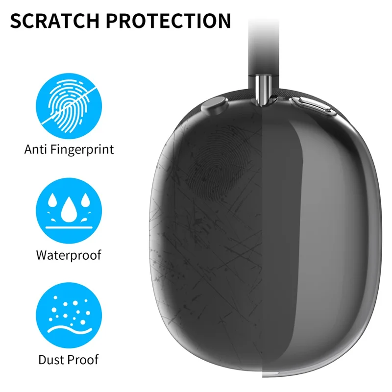 AHASTYLE PT-LC07 1 Pair For AirPods Max TPU Case Full Coverage Transparent Headphone Cover - Transparent Black