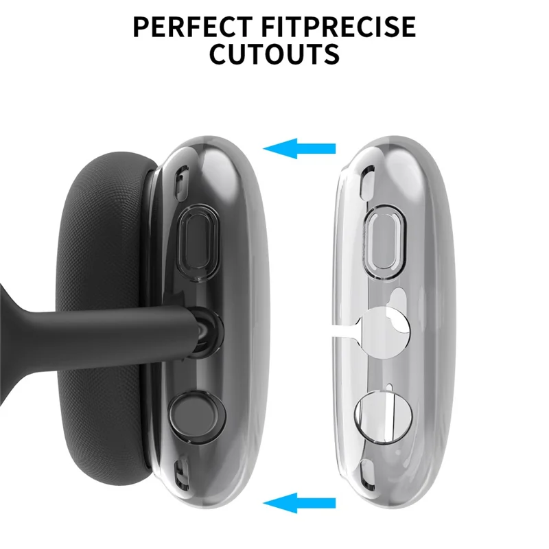 AHASTYLE PT-LC07 1 Pair For AirPods Max TPU Case Full Coverage Transparent Headphone Cover - Transparent Black