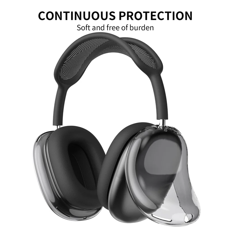 AHASTYLE PT-LC07 1 Pair For AirPods Max TPU Case Full Coverage Transparent Headphone Cover - Transparent Black
