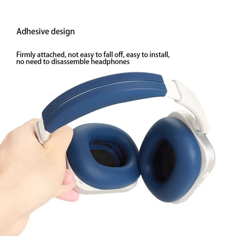 Fone de Ouvido Para Nada (1) Jogo de Capa Protetora de Silicone para Fone de Ouvido 2Pcs Almofada de Orelha + Manga de Faixa de Cabeça - Azul Marinho