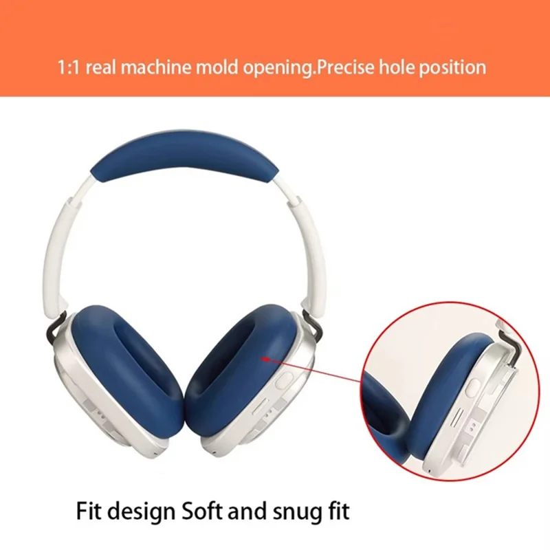 Fone de Ouvido Para Nada (1) Jogo de Capa Protetora de Silicone para Fone de Ouvido 2Pcs Almofada de Orelha + Manga de Faixa de Cabeça - Azul Marinho