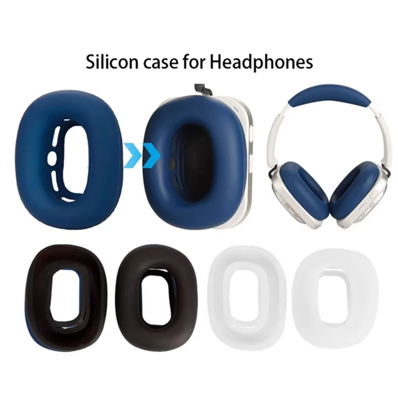 Fone de Ouvido Para Nada (1) Jogo de Capa Protetora de Silicone para Fone de Ouvido 2Pcs Almofada de Orelha + Manga de Faixa de Cabeça - Azul Marinho