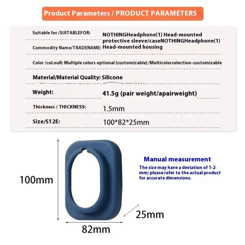 Capa de Silicone para Fones de Ouvido For Nothing (1) - Resistente a Arranhões e à Prova de Poeira, Cor Azul Escuro