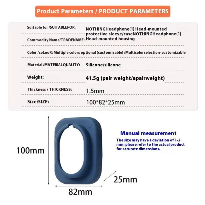 Cover protettivo in silicone per Cuffie (1) Set con custodia interna/esterna/guscio per archetto - Blu scuro