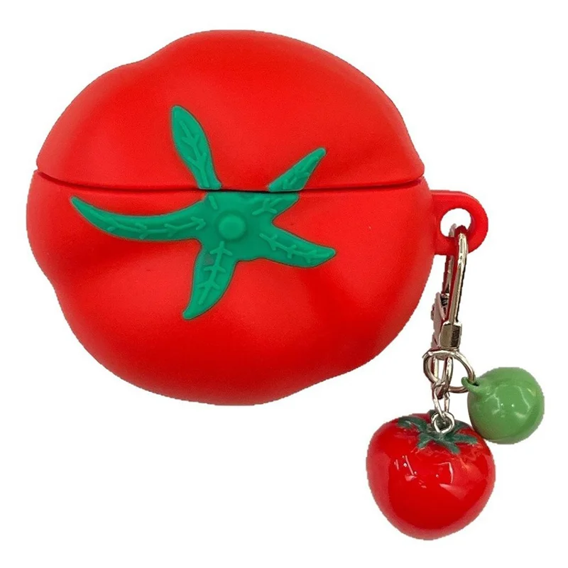 Silicone Case for Apple AirPods with Wireless Charging Case (2019)  /  AirPods with Charging Case (2019)  /  (2016) Cute Tomato Shape with Pendant