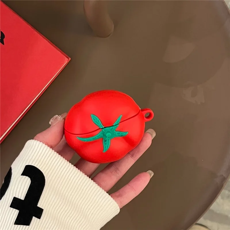 Silicone Case for Apple AirPods with Wireless Charging Case (2019)  /  AirPods with Charging Case (2019)  /  (2016) Cute Tomato Shape with Pendant
