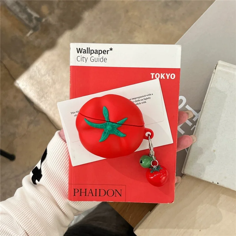 Silicone Case for Apple AirPods with Wireless Charging Case (2019)  /  AirPods with Charging Case (2019)  /  (2016) Cute Tomato Shape with Pendant