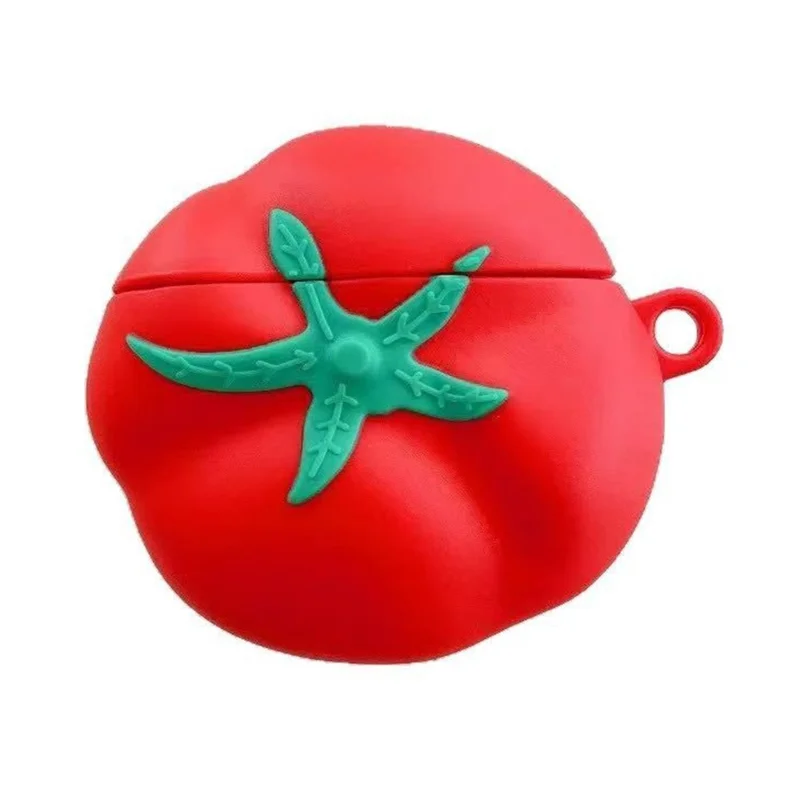 For Apple AirPods 4 Cute Tomato Shape Silicone Protective Case with Pendant Dust Proof Earphone Cover