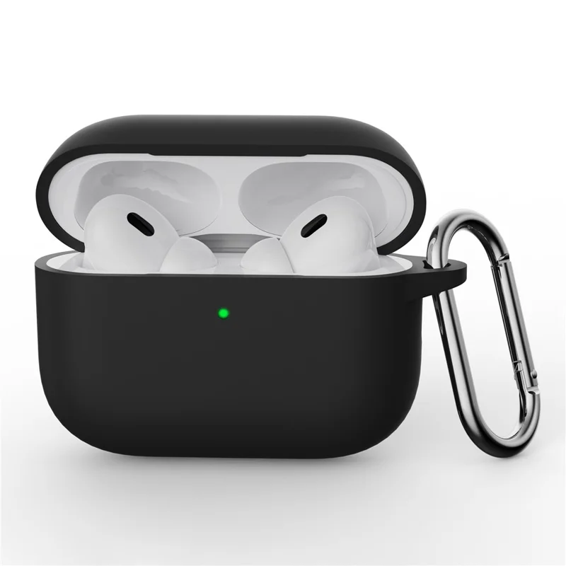 For AirPods Pro 3 Silicone Case Earphone Protective Cover with Carabiner - Black