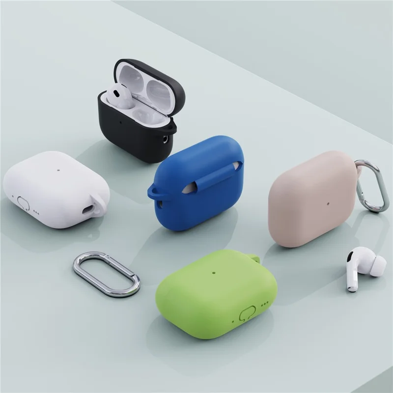 For AirPods Pro 3 Silicone Case Earphone Protective Cover with Carabiner - Black